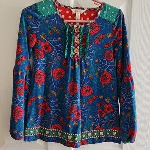 Matilda Jane Red and Blue Long Sleeve Floral Tee